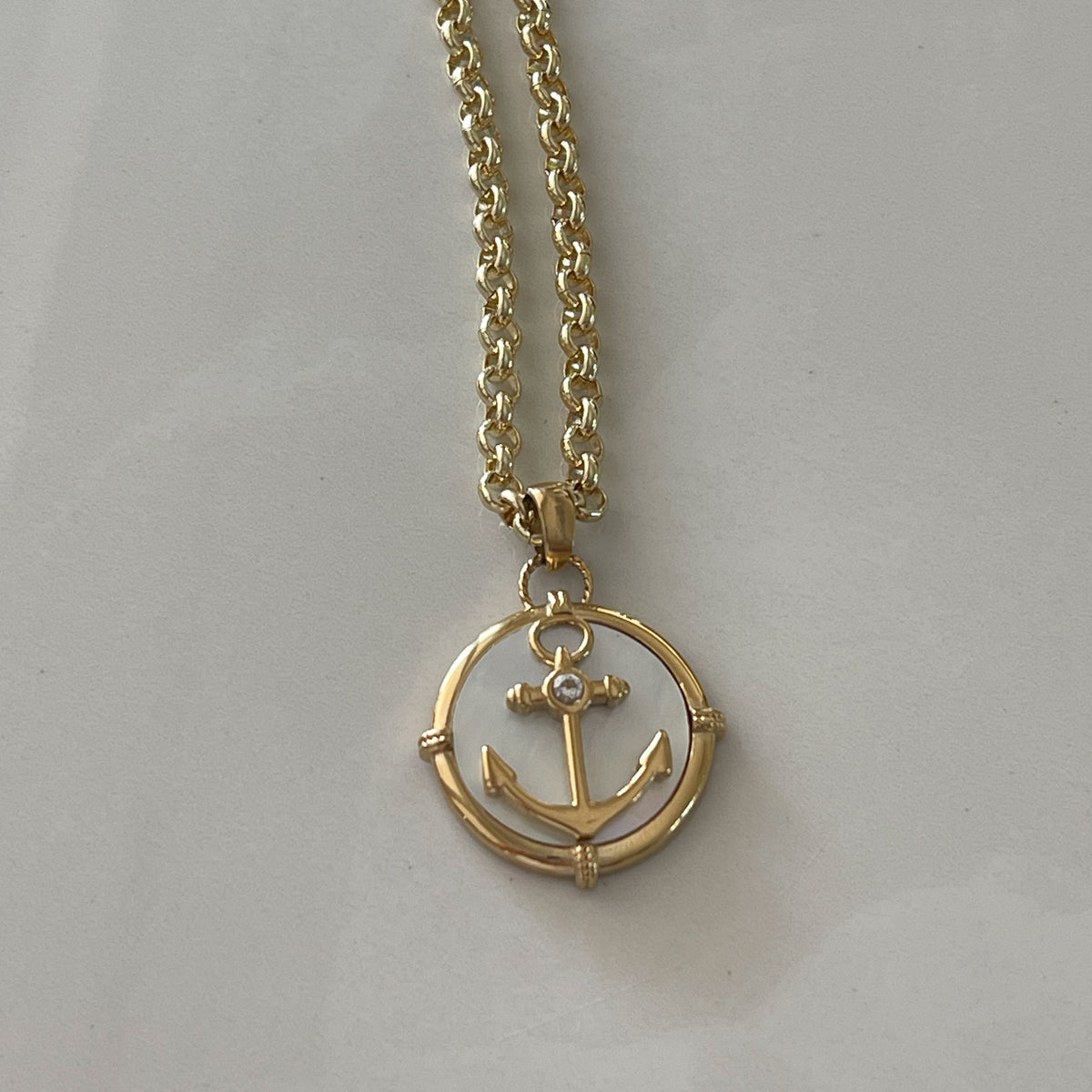 Anchor Charm Medallion Necklace