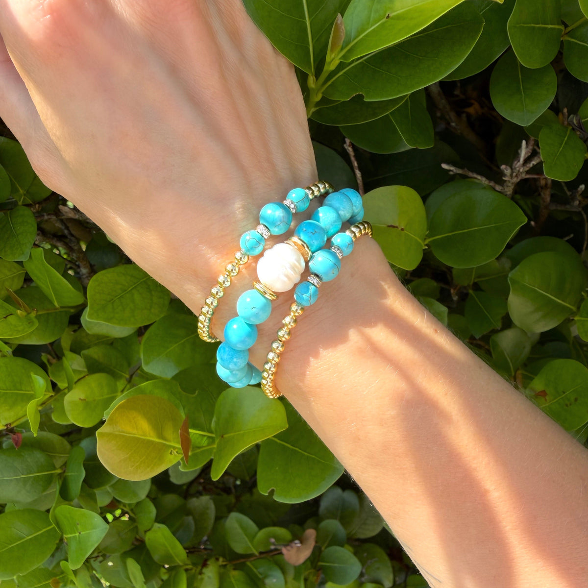 Kali Natural Turquoise Gold Beads Bracelet