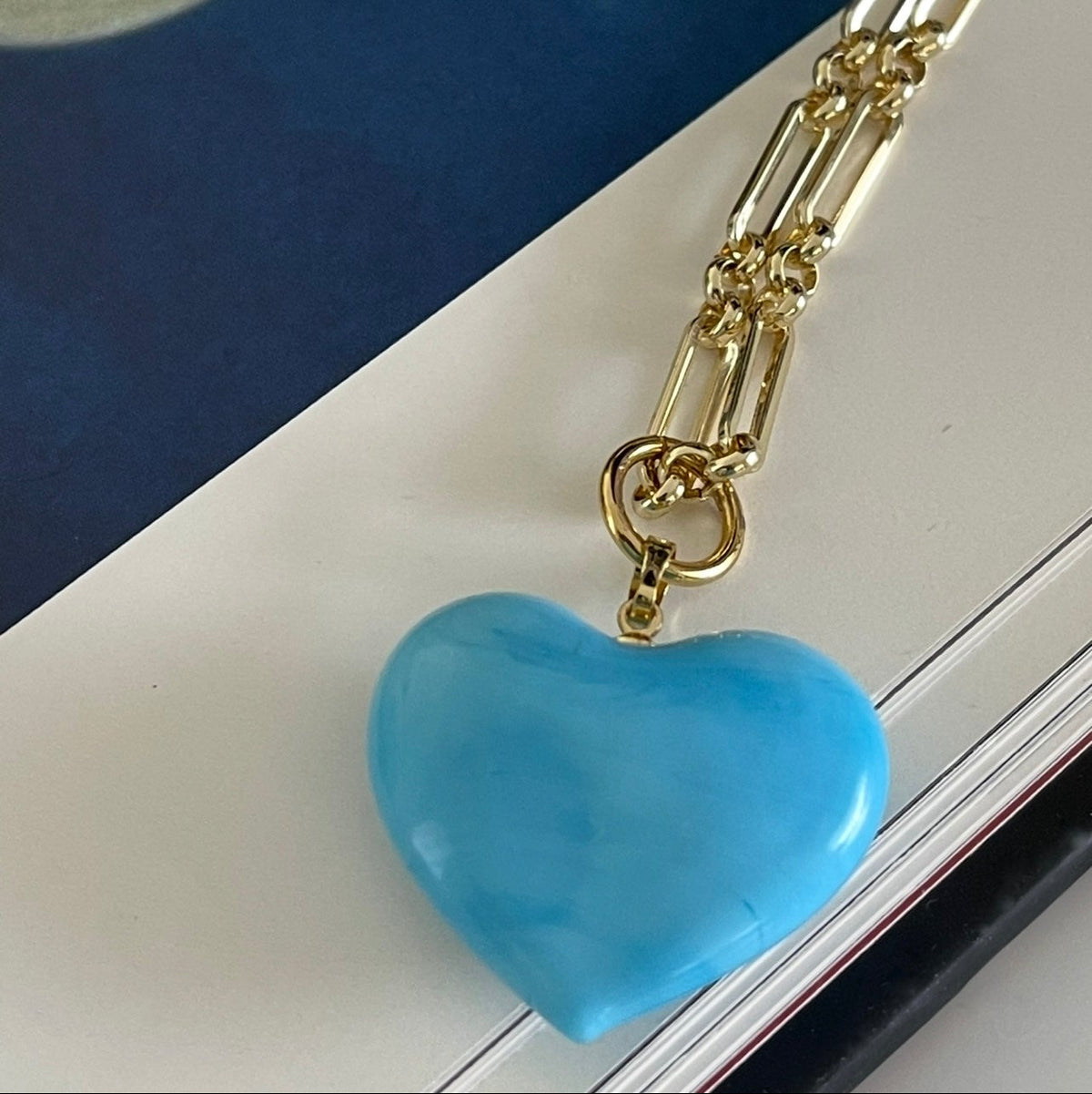 Murano Glass Bauble Heart Necklace | Turquoise