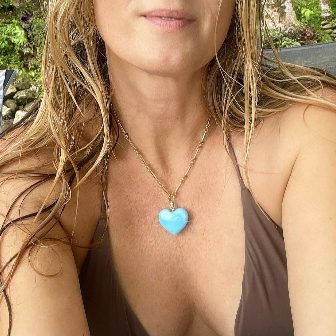 Murano Glass Bauble Heart Necklace | Turquoise