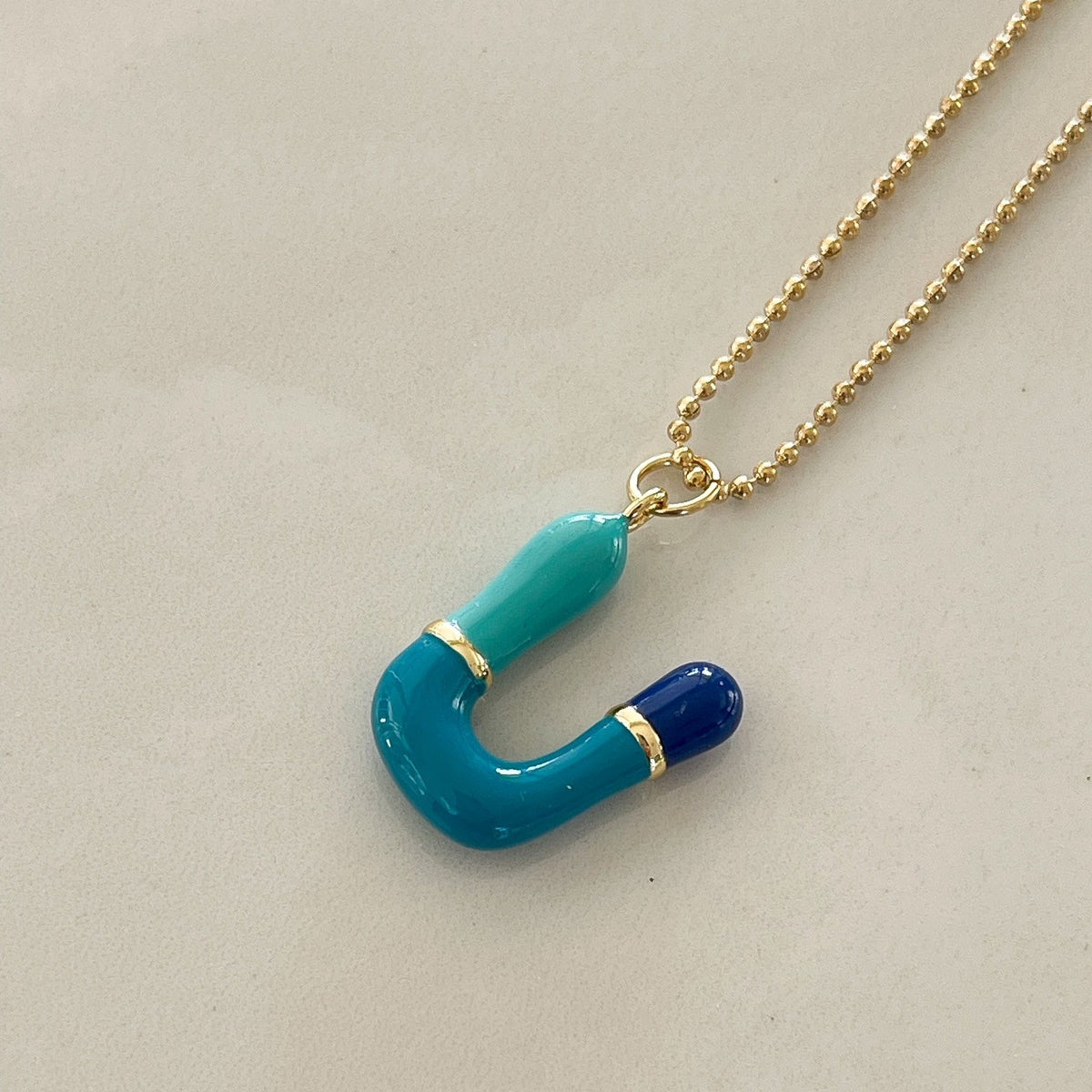 U Intial Charm Letter Necklace