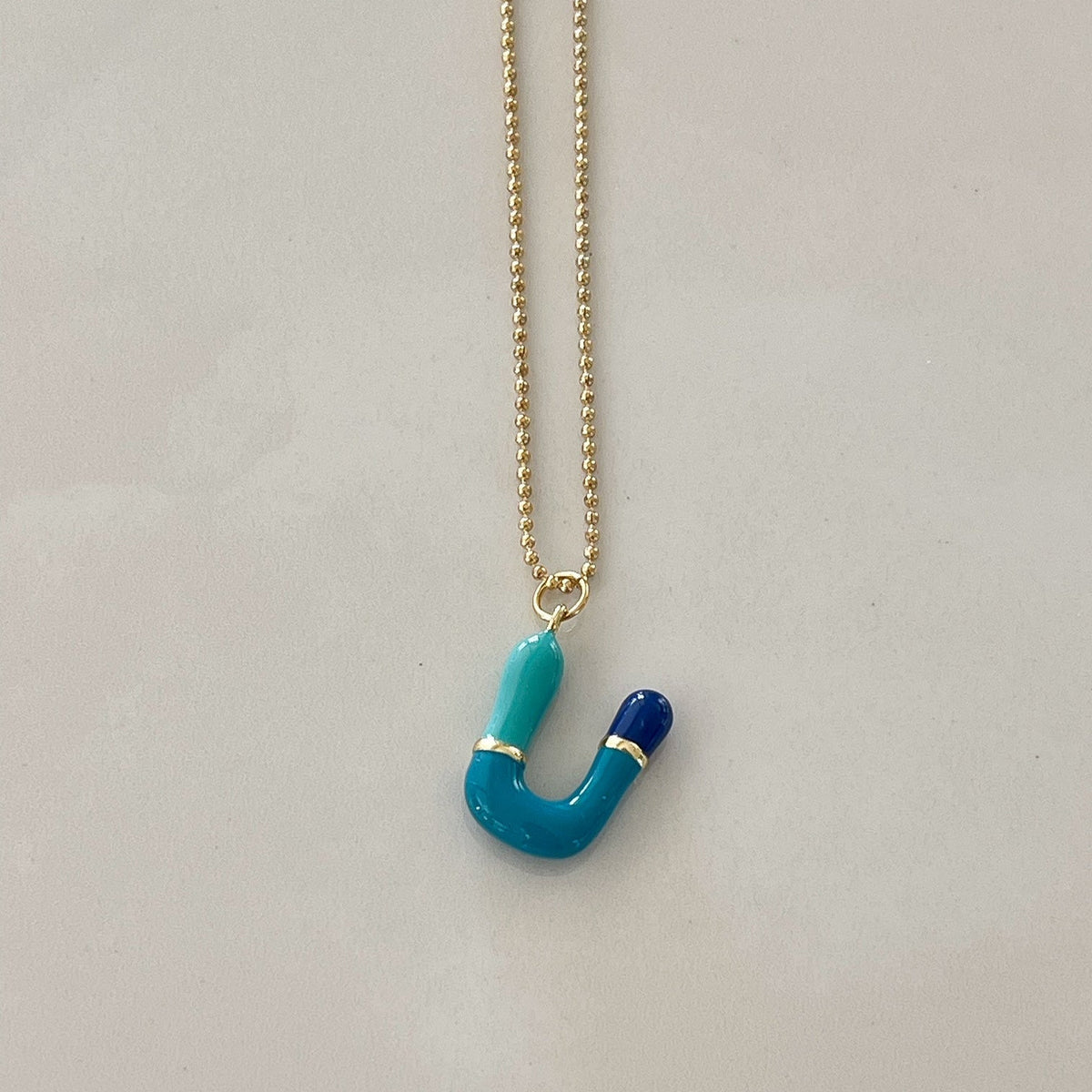 U Intial Charm Letter Necklace