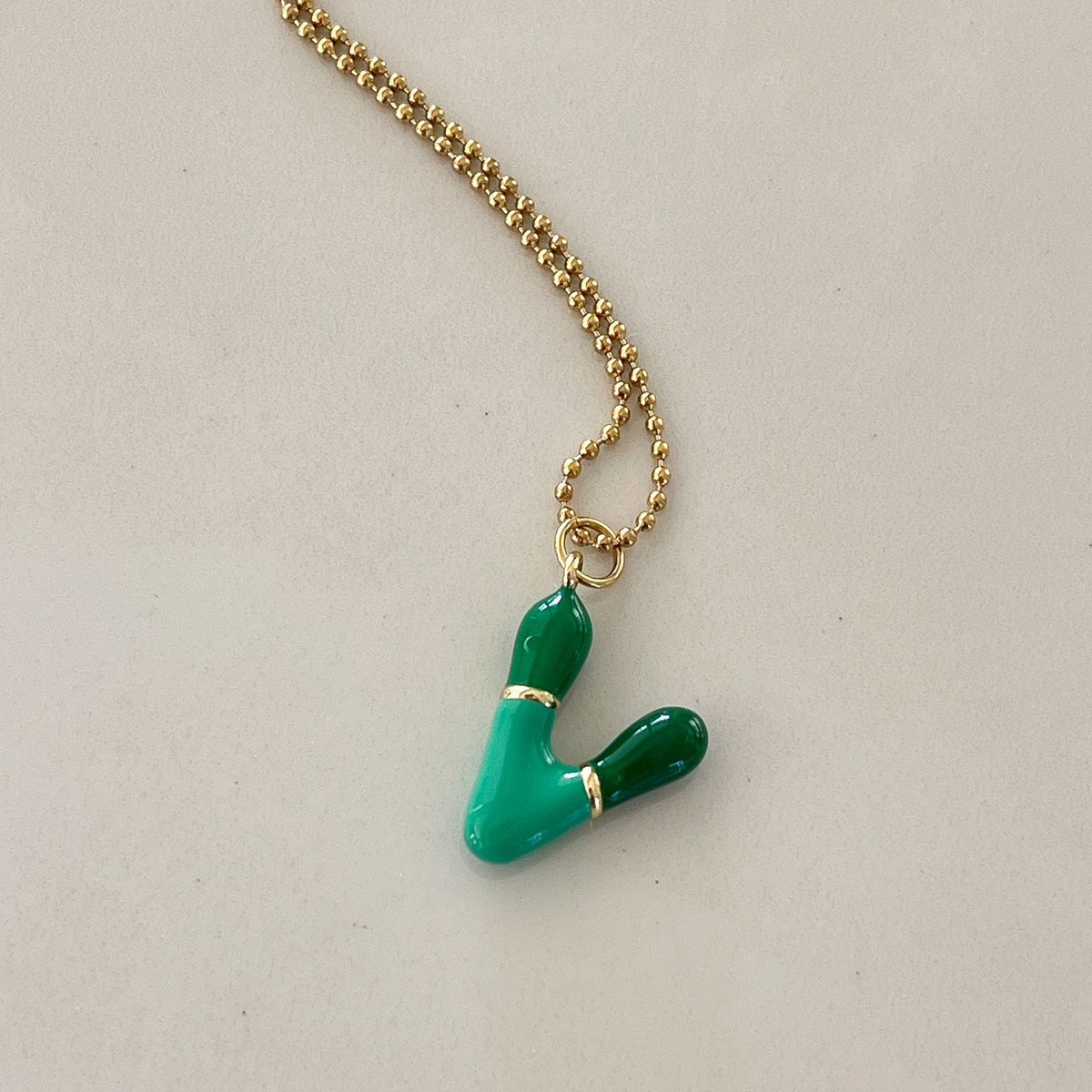 V Intial Charm Letter Necklace