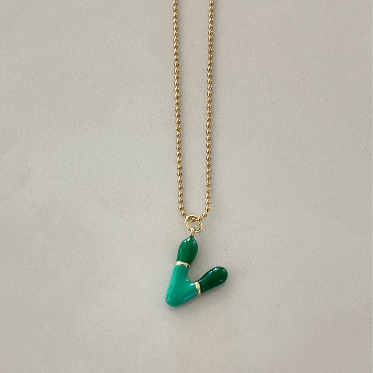 V Intial Charm Letter Necklace