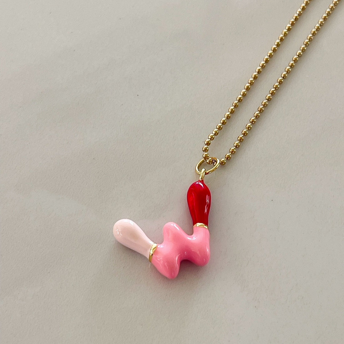 W Intial Charm Letter Necklace