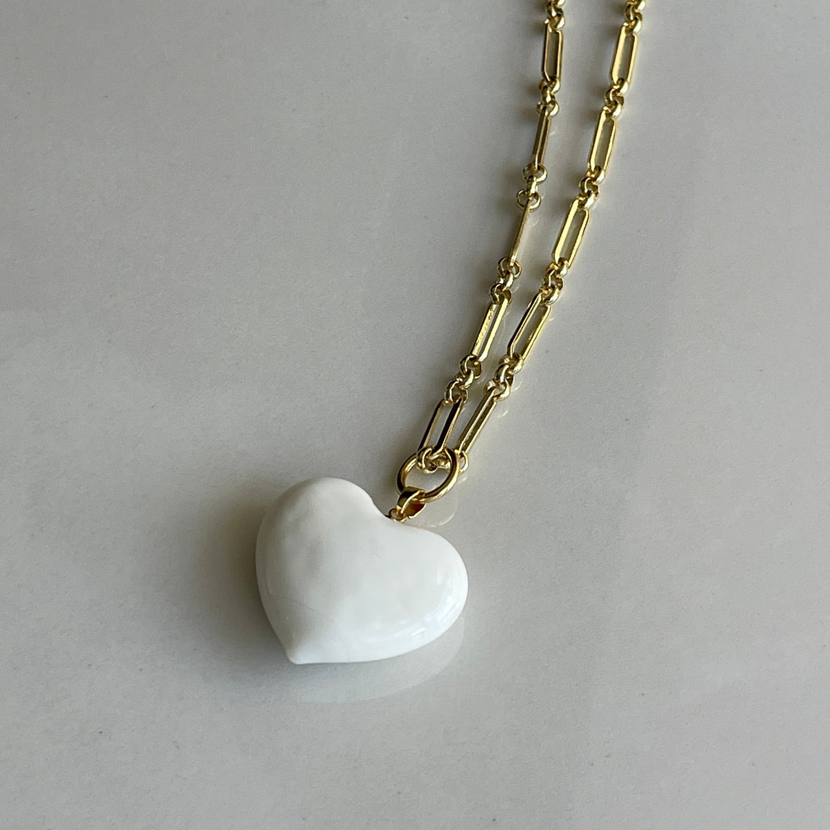 Murano Glass Bauble Heart Necklace | White