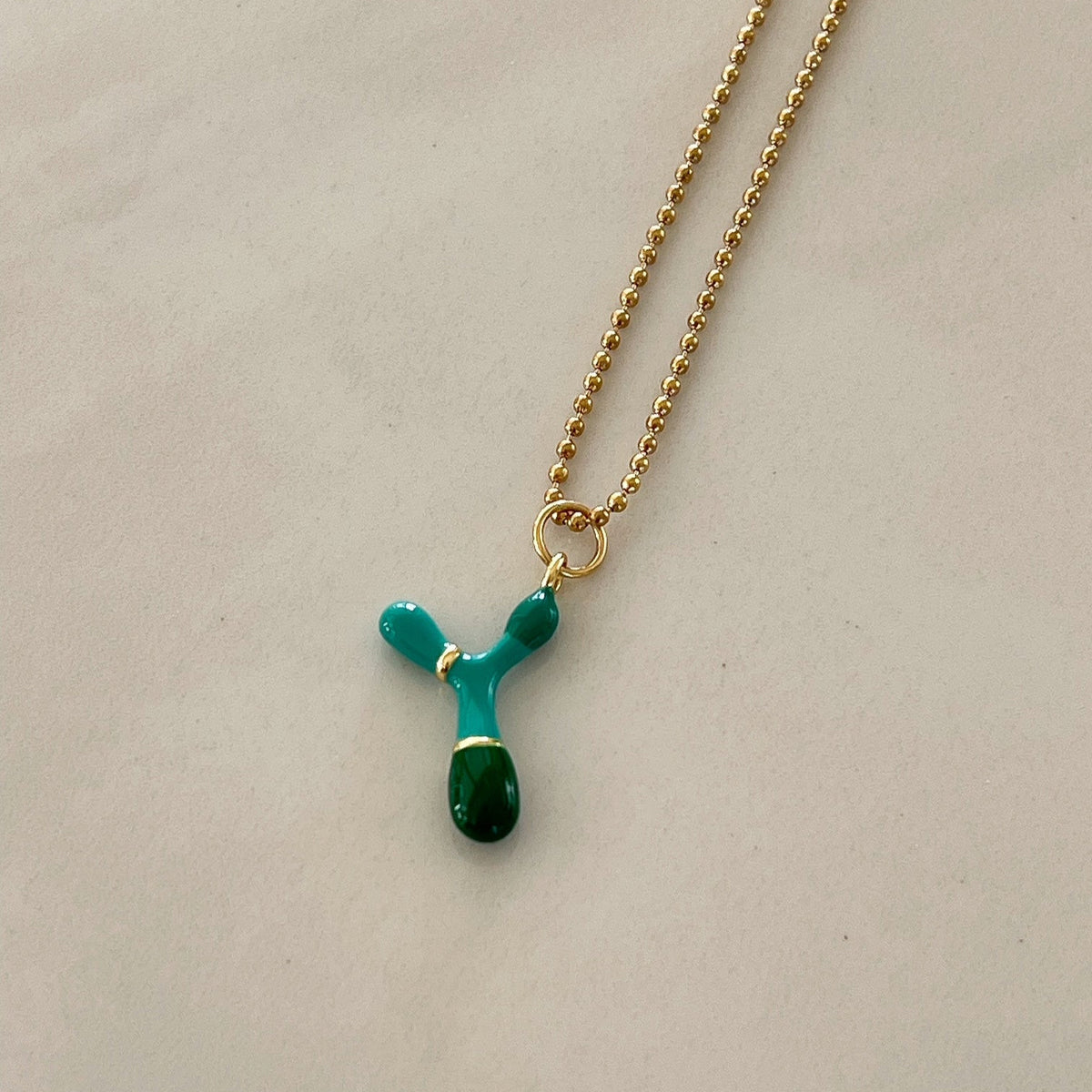 Y Intial Charm Letter Necklace