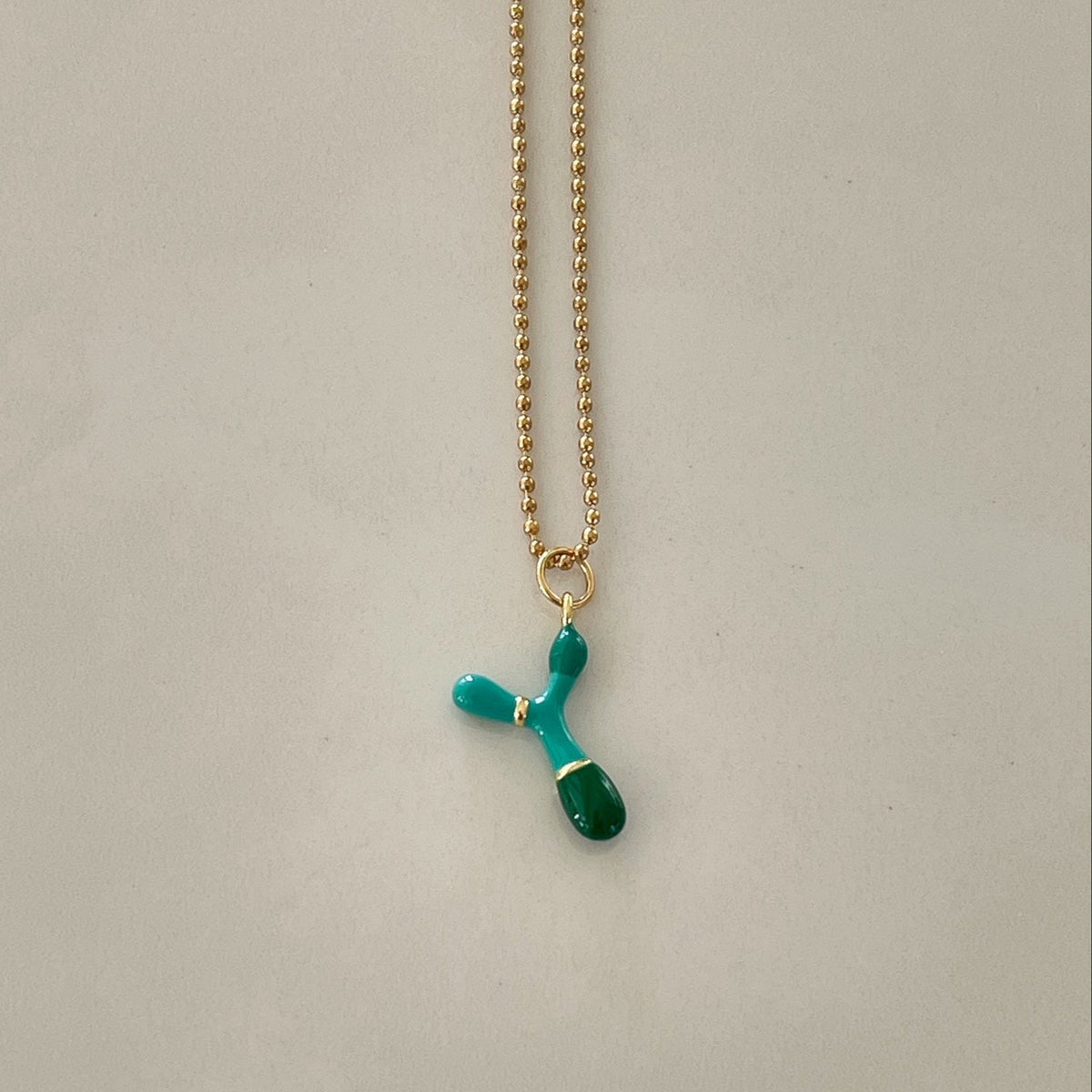Y Intial Charm Letter Necklace