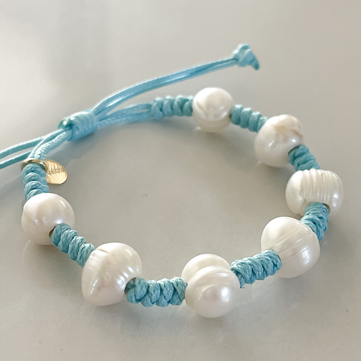Capri Pearl Woven Bracelet- Blue