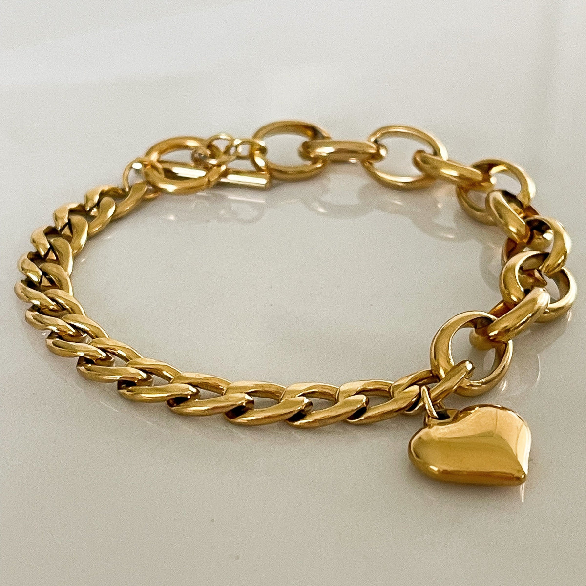 Chunky Heart Charm Bracelet