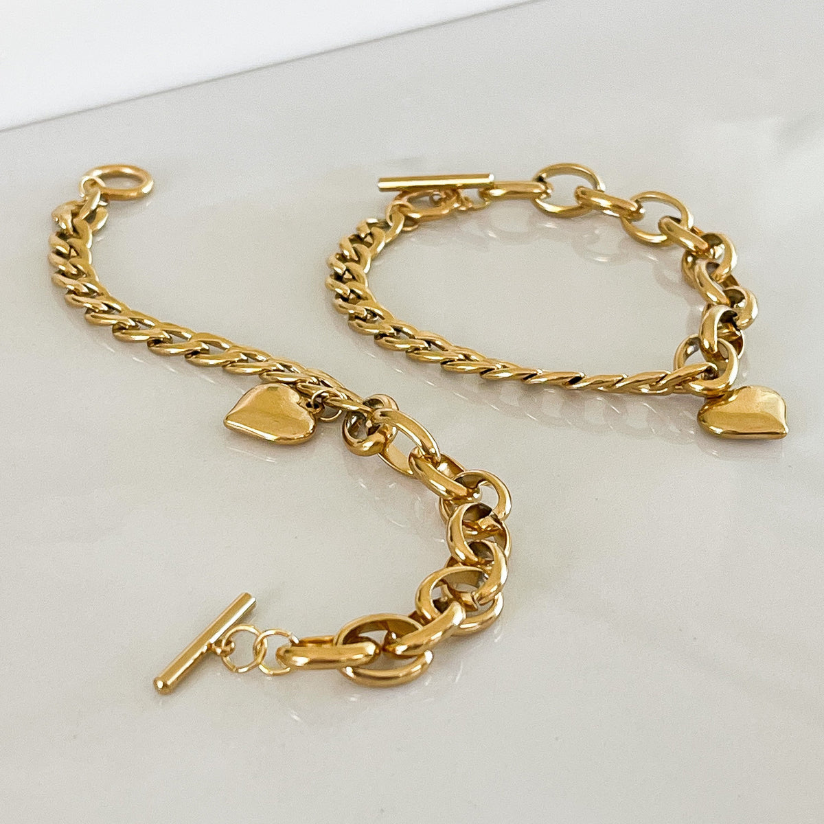 Chunky Heart Charm Bracelet