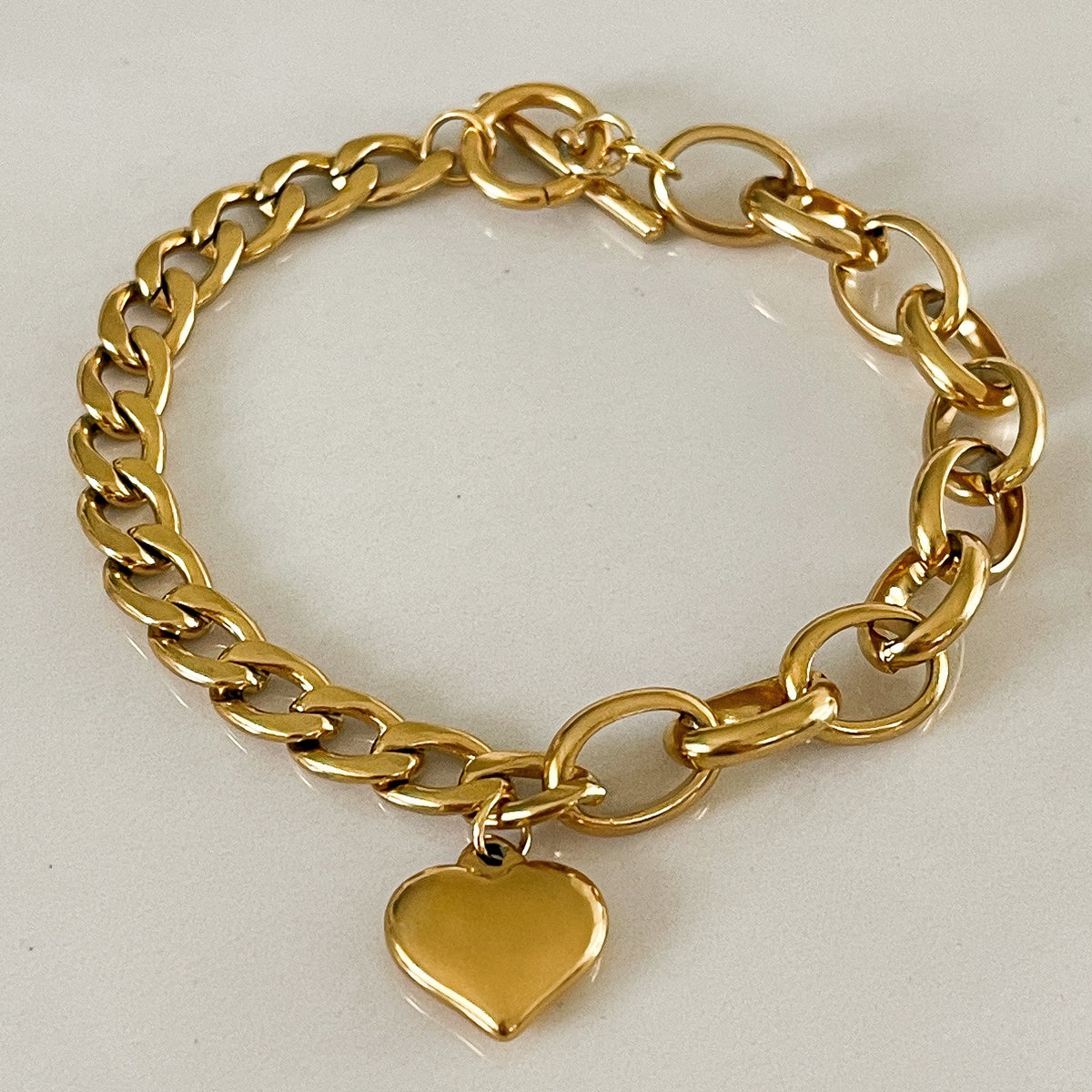 Chunky Heart Charm Bracelet