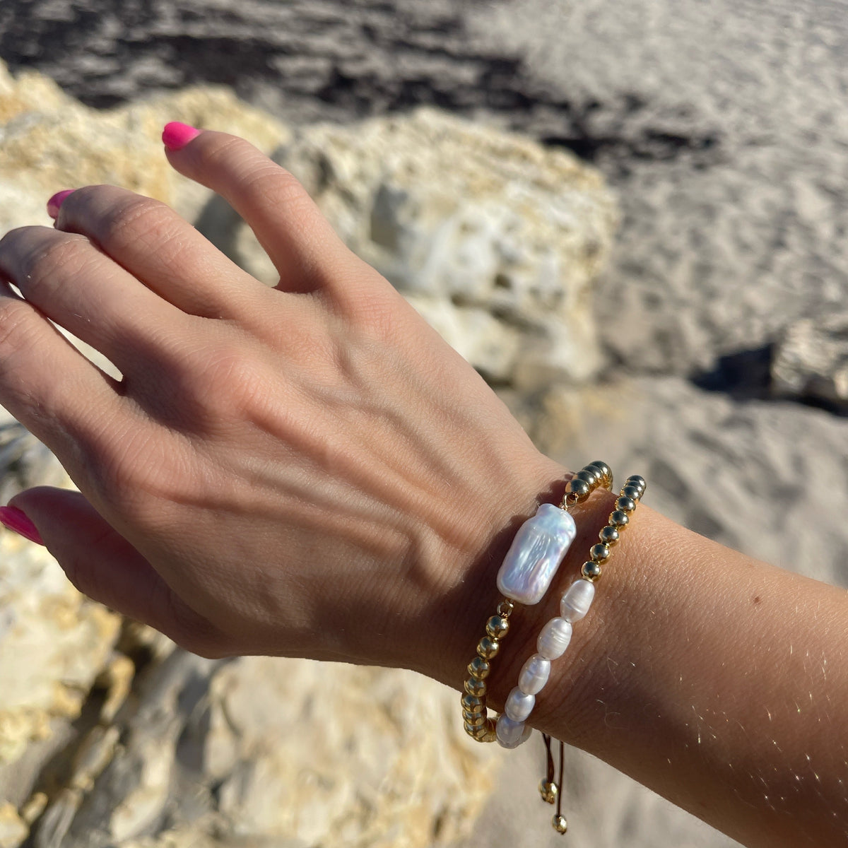 Capri Chunky Pearl Woven Bracelet