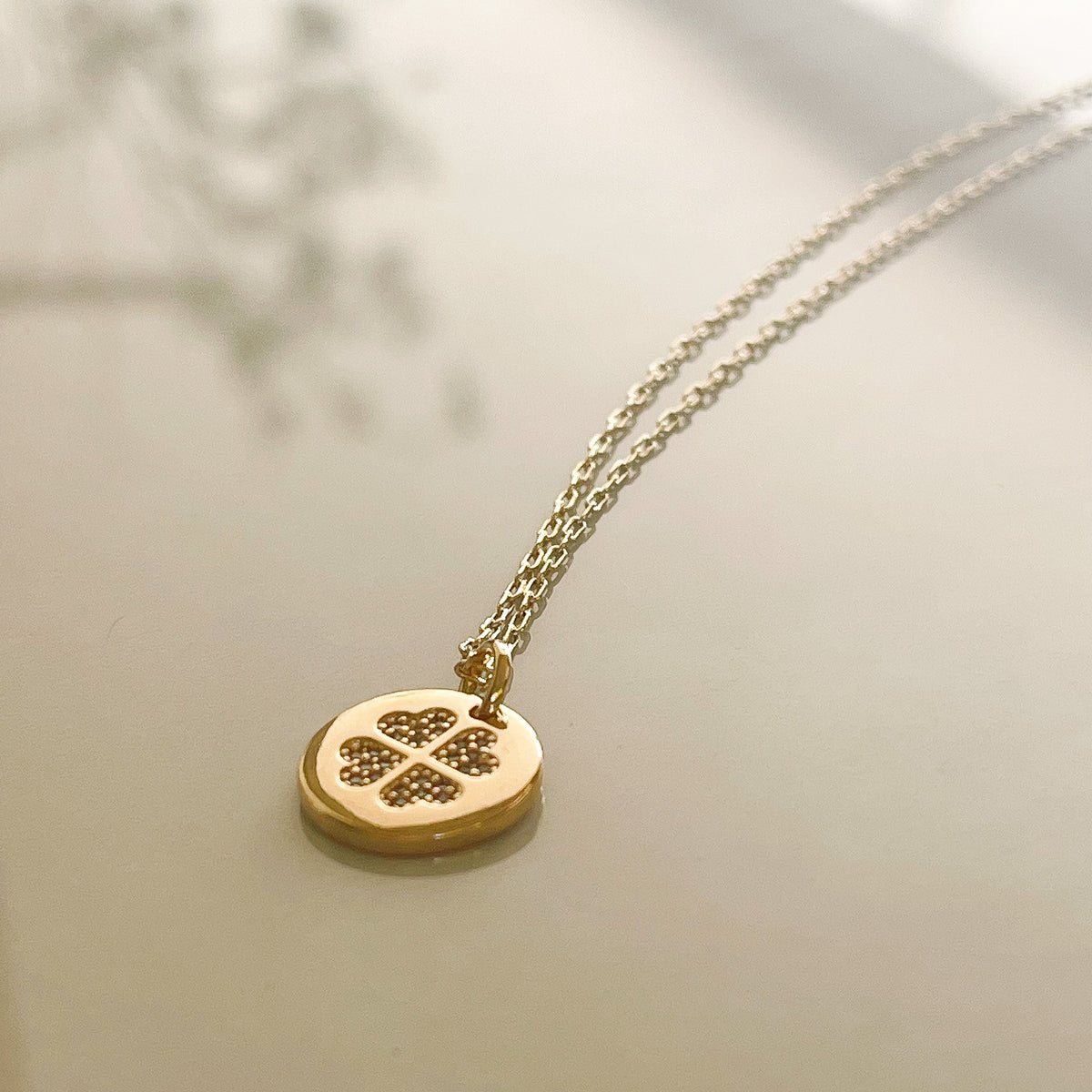 Good Luck Four Leaf Clover Charm Necklace