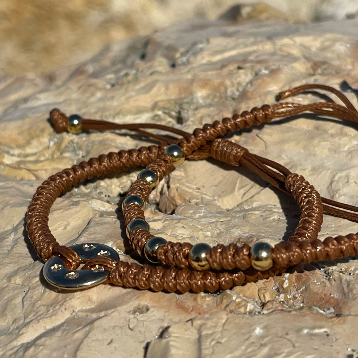 Capri Golden Beads Woven Bracelet