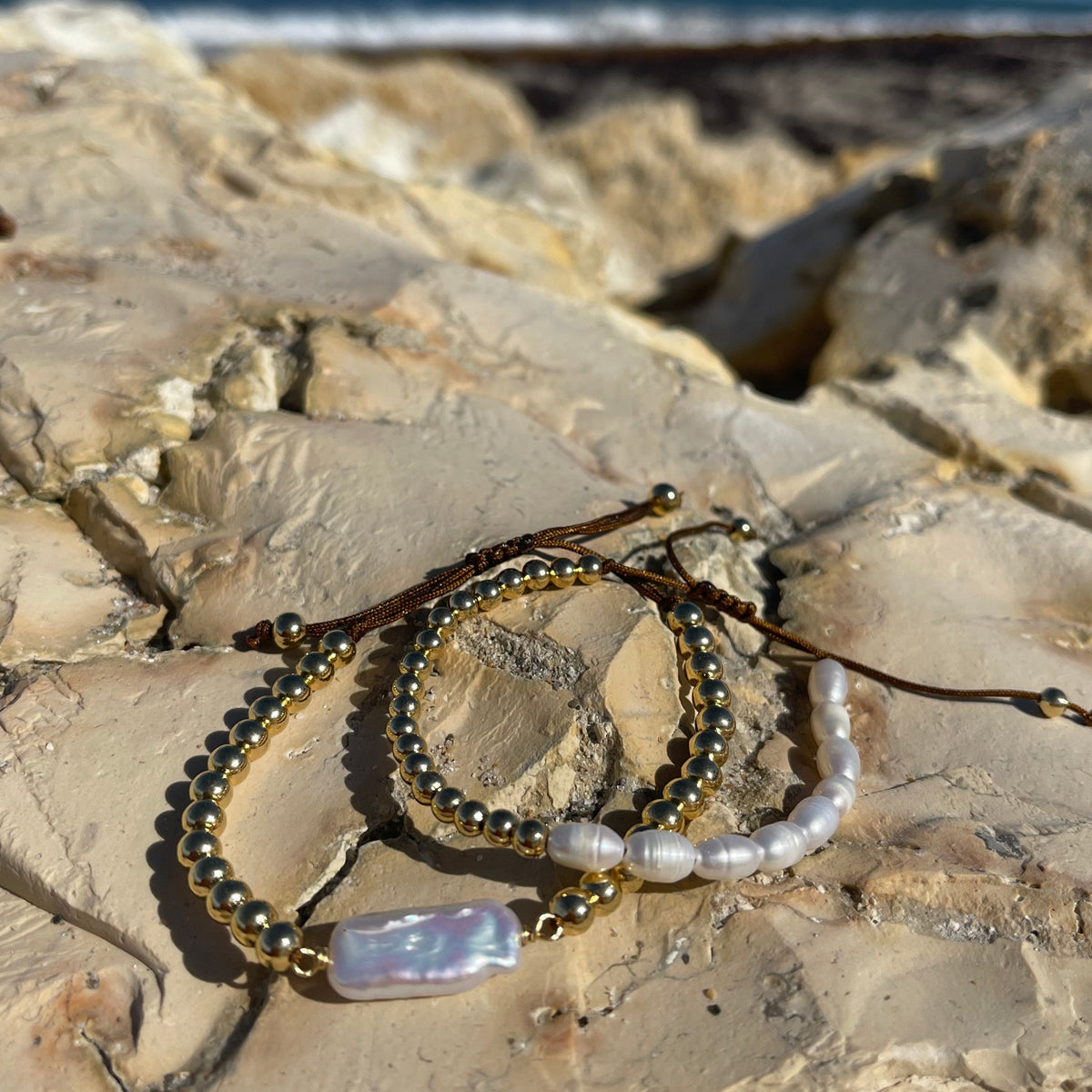 Capri Chunky Pearl Woven Bracelet