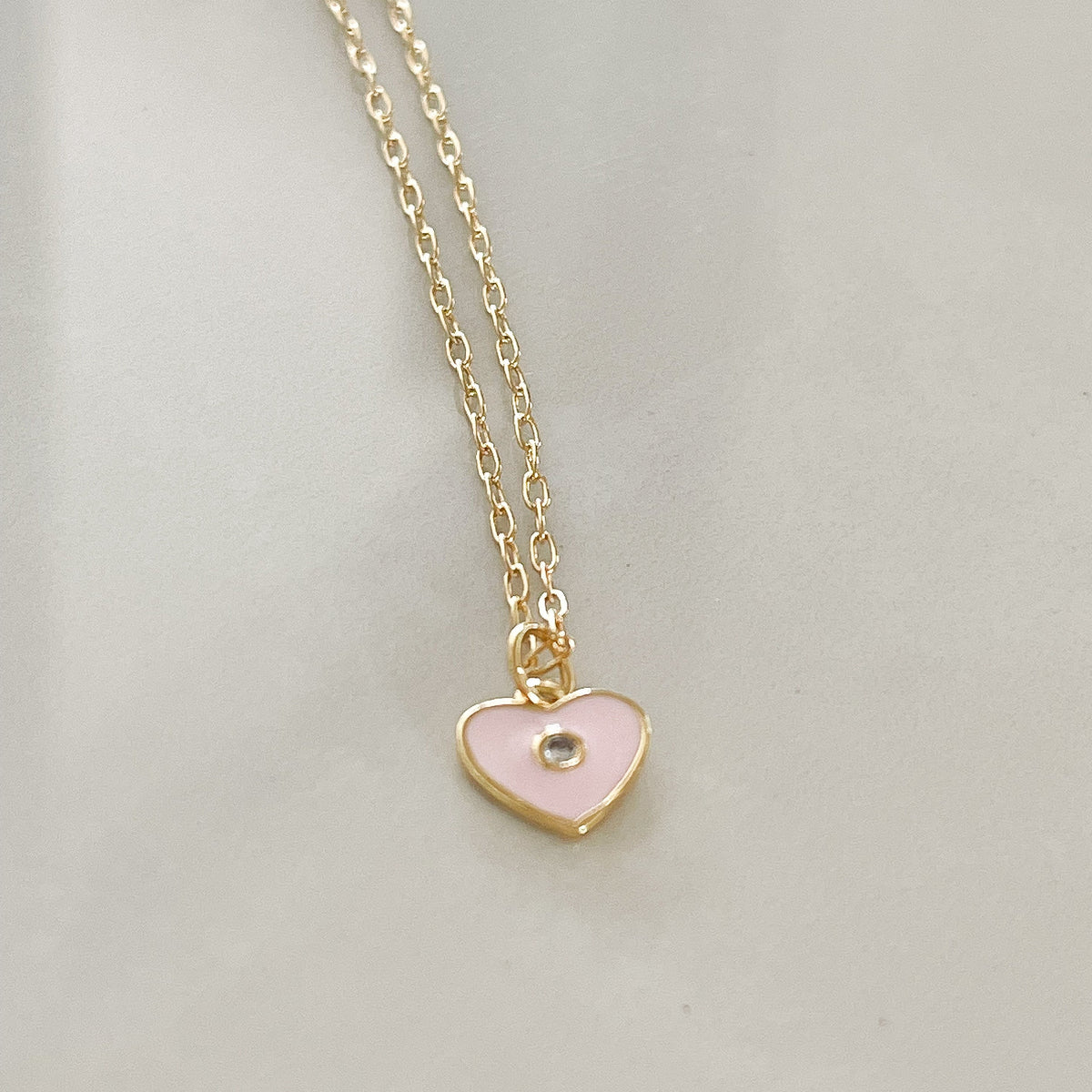 Endless Love Mini Heart Charm Necklace - Pastel Pink