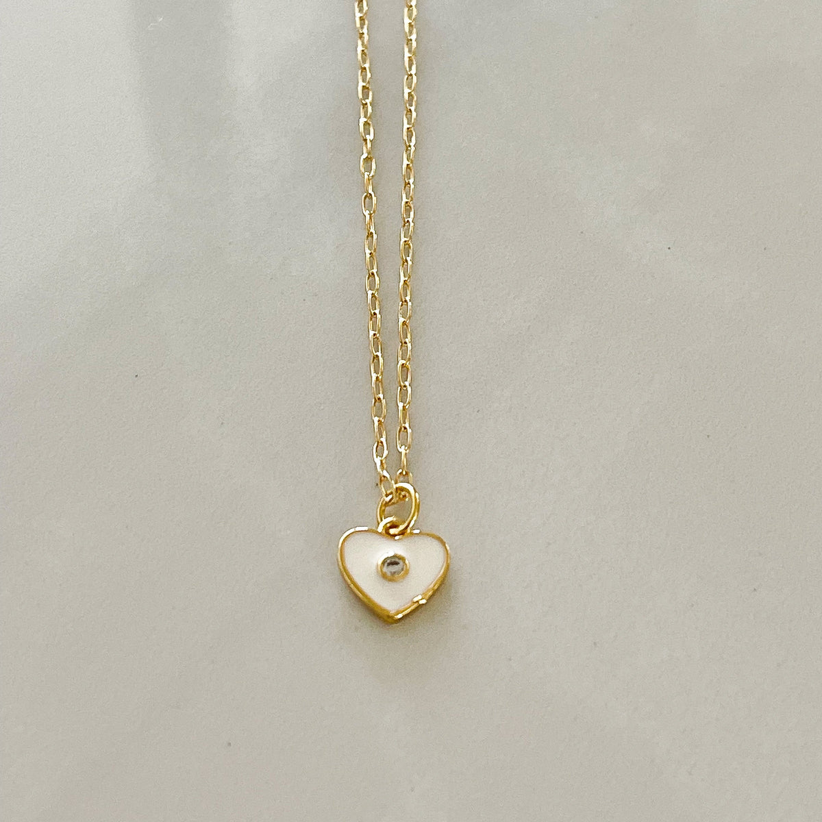 Endless Love Mini Heart Charm Necklace - White