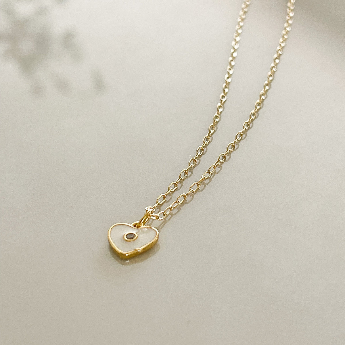 Endless Love Mini Heart Charm Necklace - White
