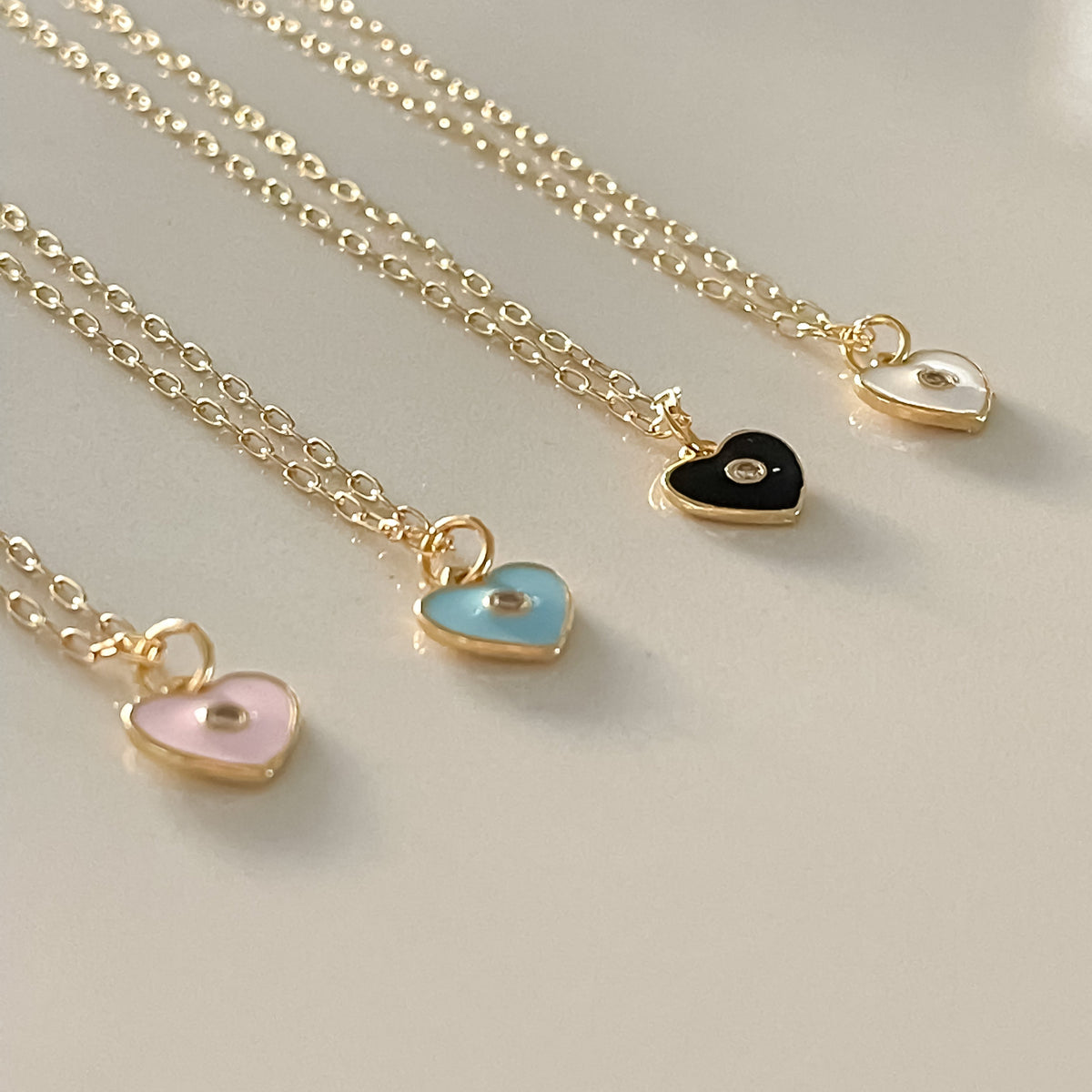 Endless Love Mini Heart Charm Necklace - White