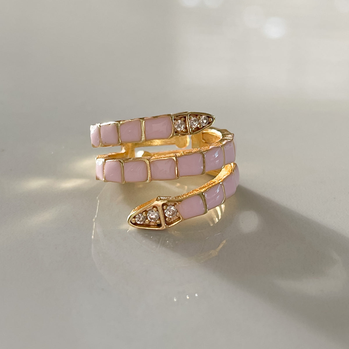 Kali Serpent Ring - Pastel Pink