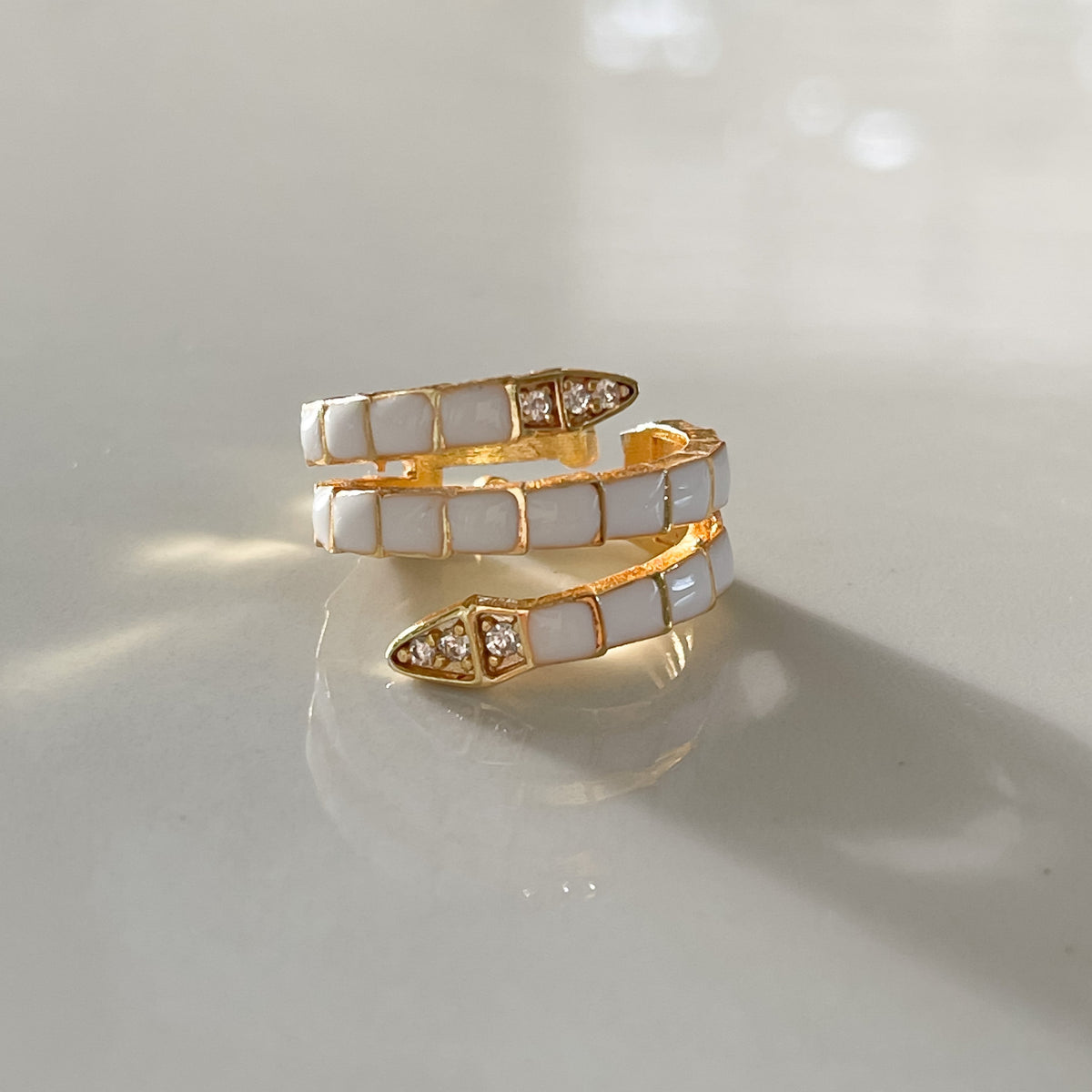 Kali Serpent Ring - White