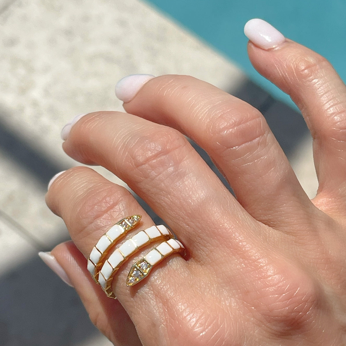 Kali Serpent Ring - White