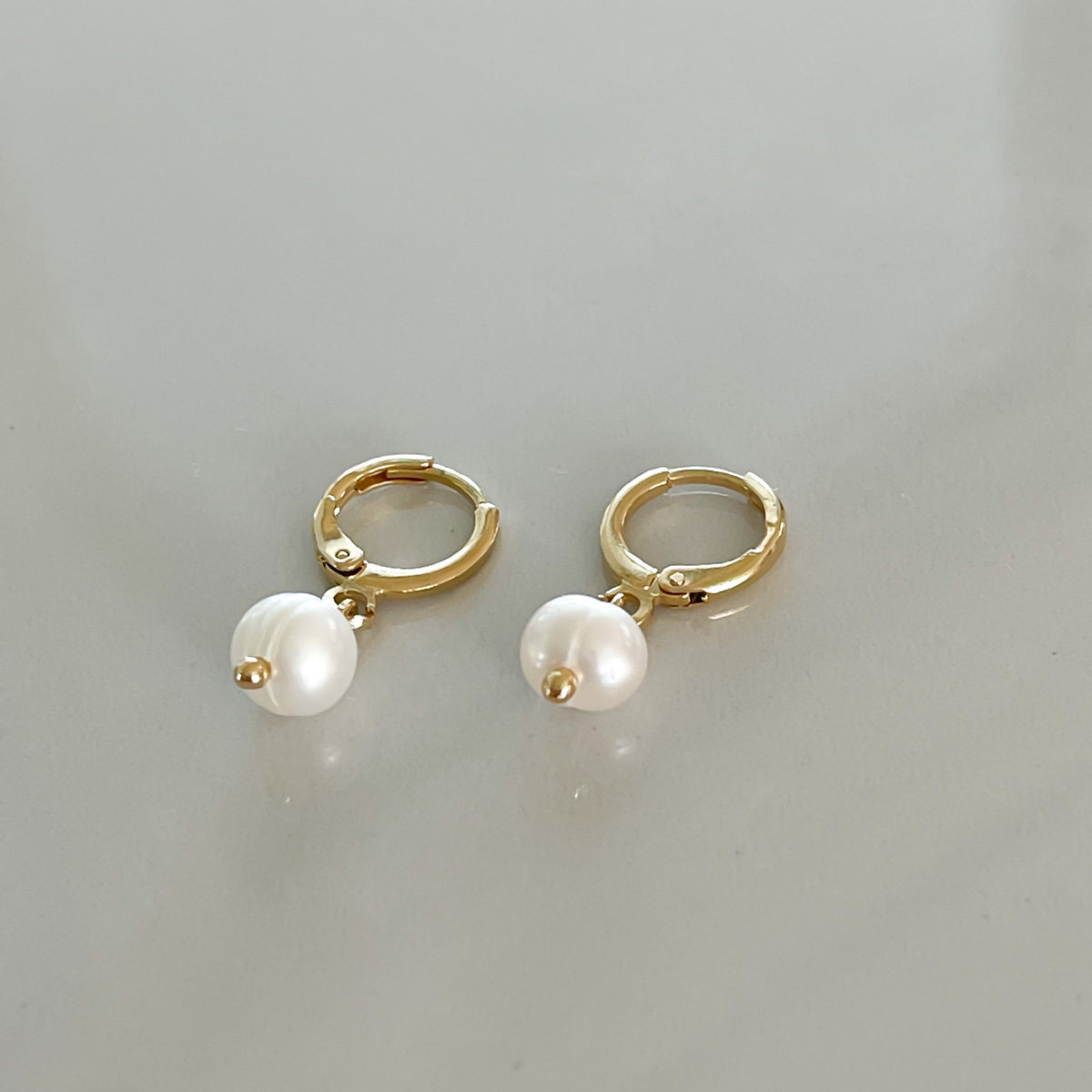 Sea Mist Pearl Huggie Earrings